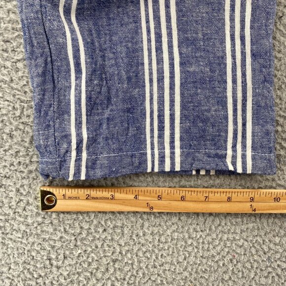 Old Navy Pants Womens Small Blue Striped Linen Blend Straight Leg Ankle Pull On - Picture 11 of 12